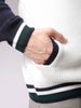 Men's White Oversized Colourblocked V-Neck Cardigan