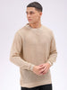 Men's Cream Relaxed Fit Textured Sweater