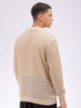 Men's Cream Relaxed Fit Textured Sweater