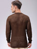 Men's Dark Brown Relaxed Fit Textured Casual Sweater
