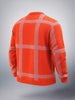 Men's Orange Relaxed Fit Checkered Casual Sweater