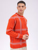 Men's Orange Relaxed Fit Checked Sweater