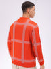 Men's Orange Relaxed Fit Checked Sweater