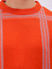 Men's Orange Relaxed Fit Checked Sweater