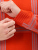 Men's Orange Relaxed Fit Checked Sweater