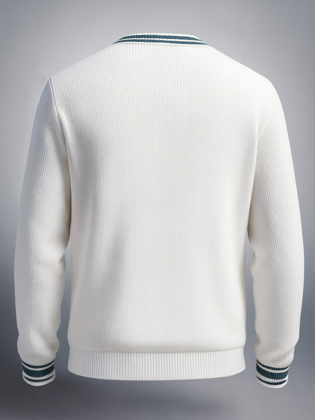 Men's White Relaxed Fit Solid V-Neck Sweater