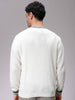 Men's White Relaxed Fit Solid V-Neck Sweater