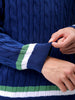 Men's Navy Blue Relaxed Fit Textured V Neck Sweater