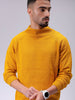 Men's Mustard Relaxed Fit Solid High Neck Sweater