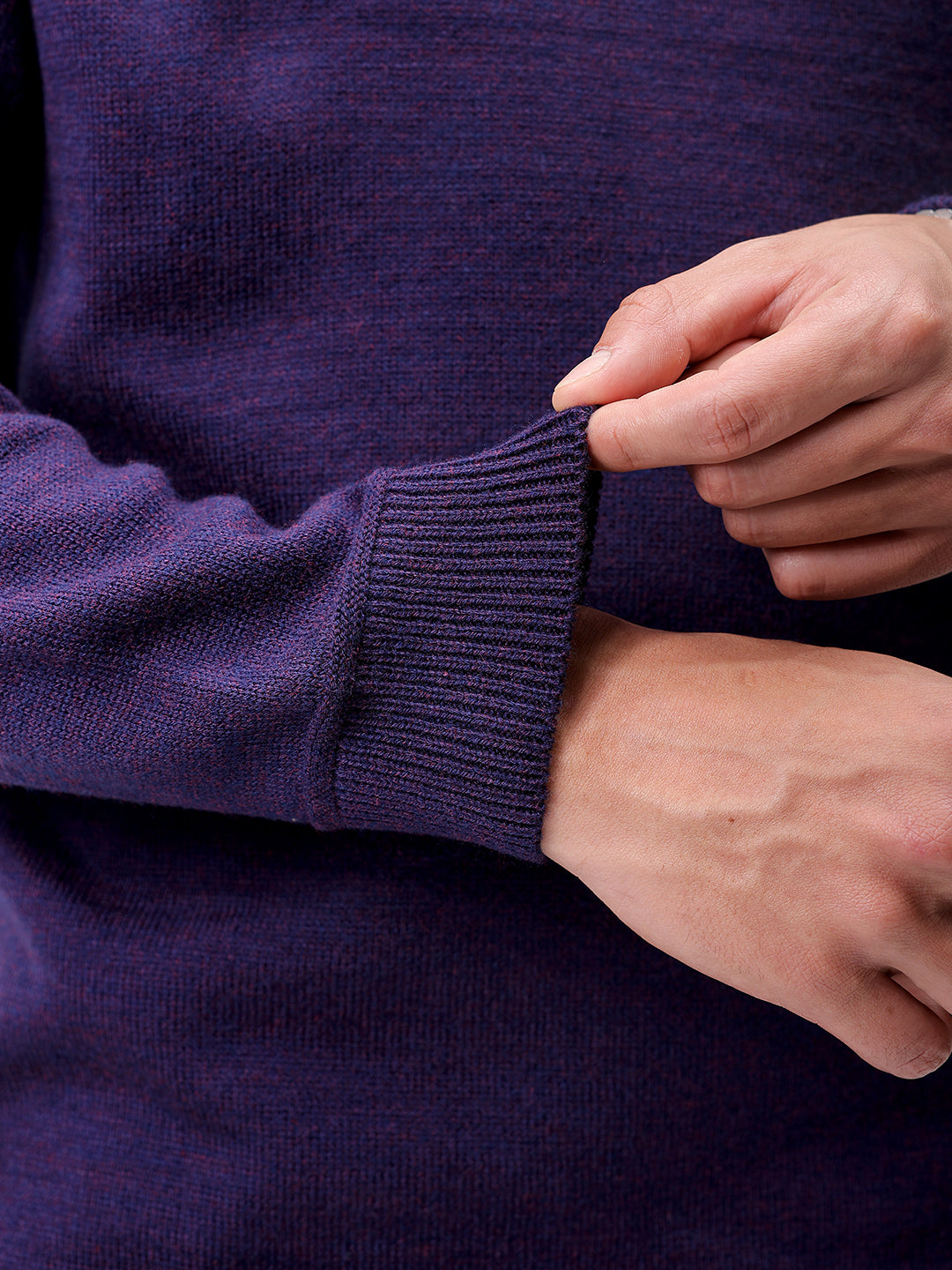 Men's Violet Relaxed Fit Solid High Neck Sweater