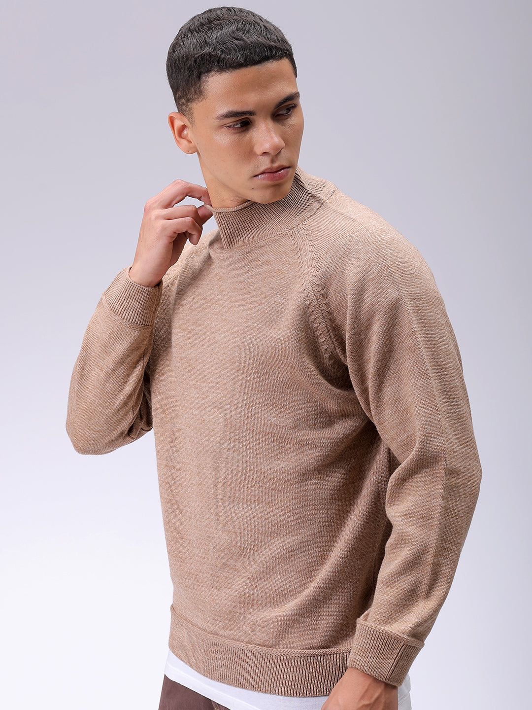 Men's Oat Milk Relaxed Fit Solid Casual Sweater