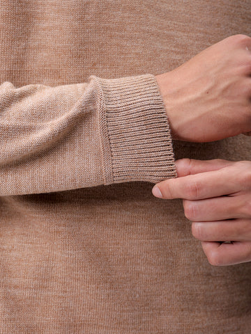 Men's Khaki Relaxed Fit Solid High Neck Sweater