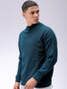 Men's Teal Relaxed Fit Solid High Neck Sweater