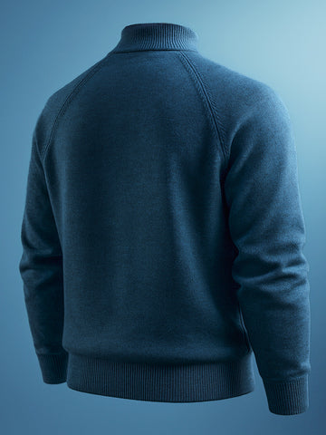 Men's Teal Relaxed Fit Solid High Neck Sweater