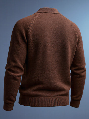 Men's Brown Relaxed Fit Solid High Neck Sweater