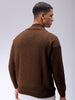 Men's Brown Relaxed Fit Solid High Neck Sweater