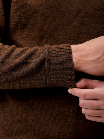 Men's Brown Relaxed Fit Solid High Neck Sweater – TIGC