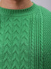 Men's Green Relaxed Fit Colourblocked High Neck Sweater