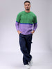 Men's Green Relaxed Fit Colourblocked High Neck Sweater
