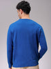 Men's Blue Relaxed Fit Solid High Neck Sweater