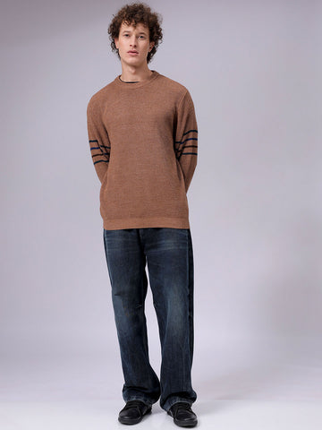 Men's Relaxed Fit Textured Crew Neck Sweater
