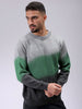 Men's Grey Relaxed Fit Textured Crew Neck Sweater