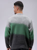 Men's Grey Relaxed Fit Textured Crew Neck Sweater