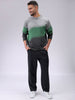 Men's Grey Relaxed Fit Textured Crew Neck Sweater