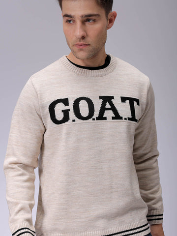 Men's Relaxed Fit Typographic Crew Neck Sweater