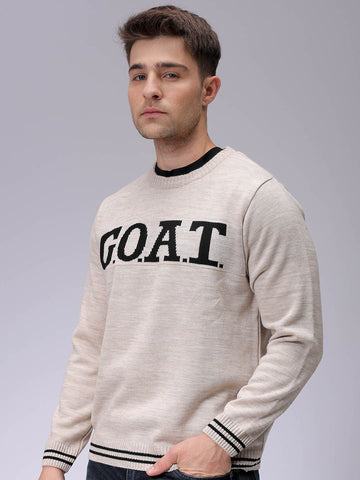 Men's Relaxed Fit Typographic Crew Neck Sweater