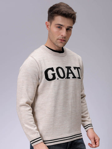 Men's Relaxed Fit Typographic Crew Neck Sweater
