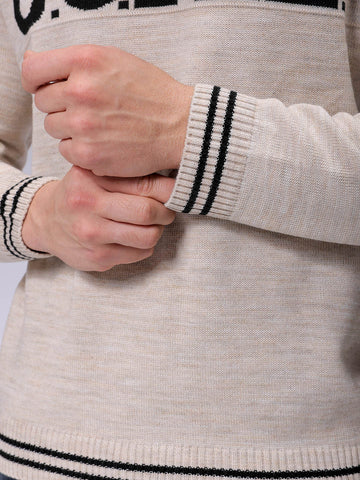 Men's Relaxed Fit Typographic Crew Neck Sweater