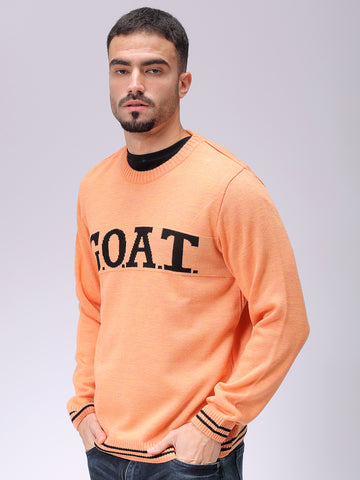 Men's Relaxed Fit Typographic Crew Neck Sweater
