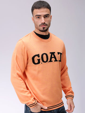 Men's Relaxed Fit Typographic Crew Neck Sweater