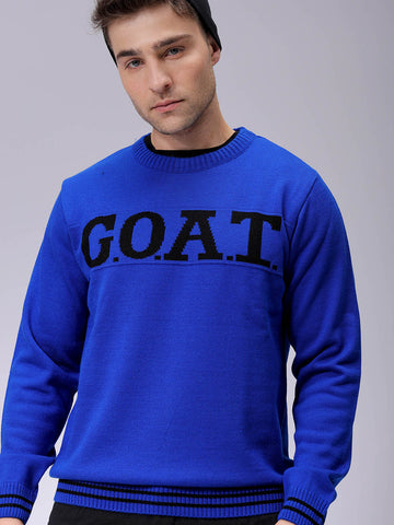 Men's Relaxed Fit Typographic Crew Neck Sweater