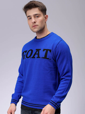 Men's Relaxed Fit Typographic Crew Neck Sweater