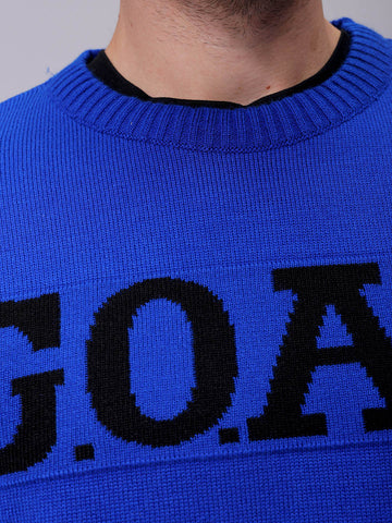 Men's Relaxed Fit Typographic Crew Neck Sweater