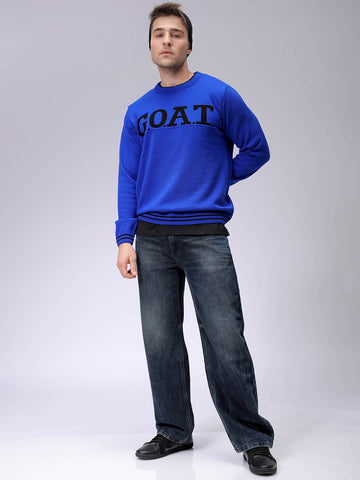 Men's Relaxed Fit Typographic Crew Neck Sweater