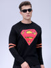 Men's Black Relaxed Fit Character Printed Crew Neck Jacquard  Sweater