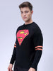 Men's Black Relaxed Fit Character Printed Crew Neck Jacquard  Sweater