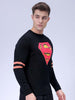 Men's Black Relaxed Fit Character Printed Crew Neck Jacquard  Sweater