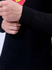 Men's Black Relaxed Fit Character Printed Crew Neck Jacquard  Sweater