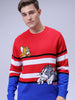 Men's Red Relaxed Fit Tom & Jerry Printed Crew Neck Sweater