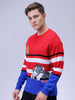 Men's Red Relaxed Fit Tom & Jerry Printed Crew Neck Sweater