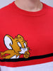 Men's Red Relaxed Fit Tom & Jerry Printed Crew Neck Sweater