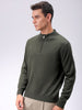Men's Olive Relaxed Fit Solid High Neck Sweater