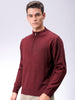 Men's Maroon Relaxed Fit Solid High Neck Sweater