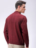 Men's Maroon Relaxed Fit Solid High Neck Sweater