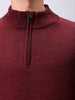 Men's Maroon Relaxed Fit Solid High Neck Sweater