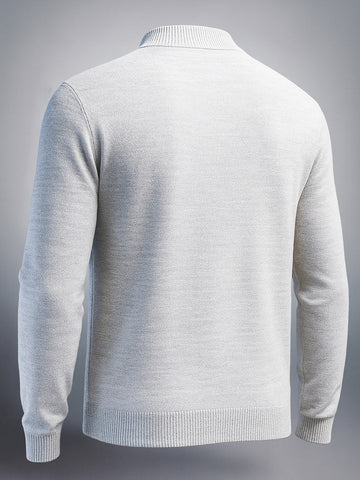 Men's Grey Relaxed Fit Solid High Neck Sweater